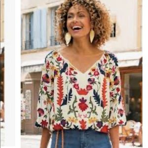 New Soft Surroundings Banjara Top - Ivory - NWT